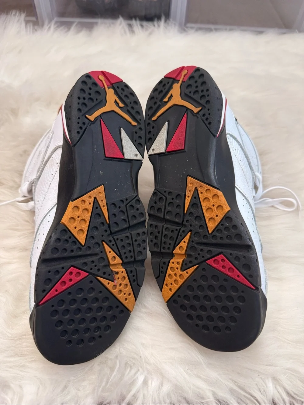Jordan 7 ( Cardinals) White/Red/Gold Basketball Sneakers